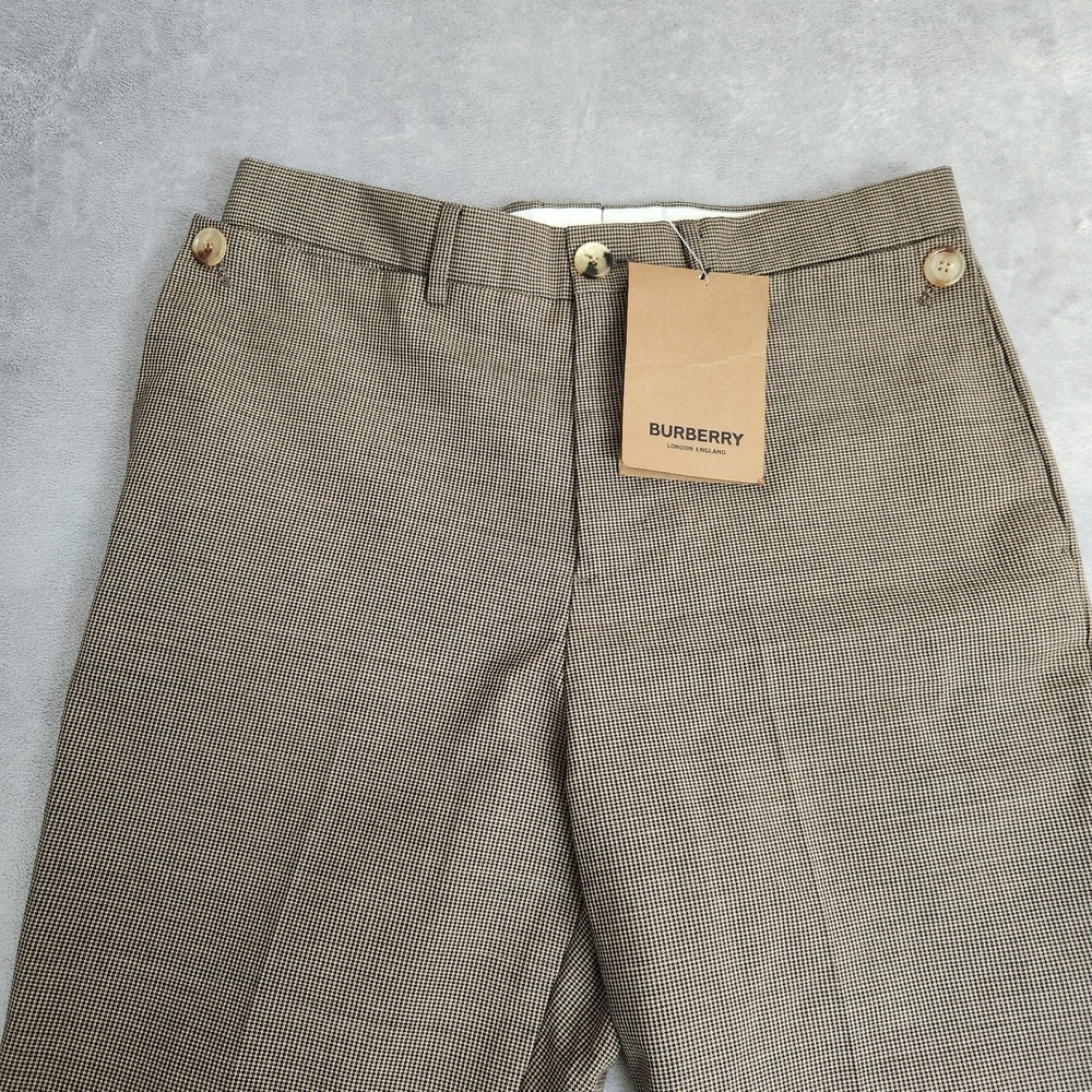 New Burberry London England Beige Wool Mohair Houndstooth Trousers IT 46 US 46 - Picture 4 of 15